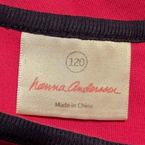 Hanna Andersson girls size 120 or 6-7 red dress with blue accent & heart design - Picture 5 of 8